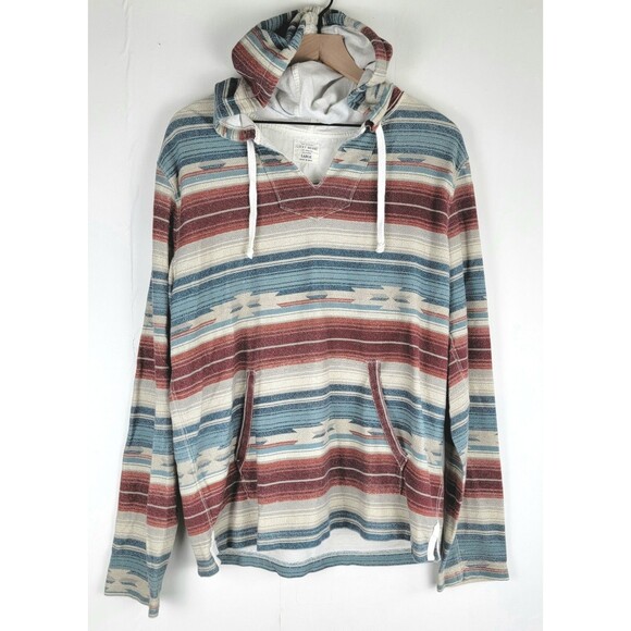 Lucky Brand Men's Size L Woven Jacquard Long Sleeve Aztec Hoodie Sweatshirt - Picture 1 of 10